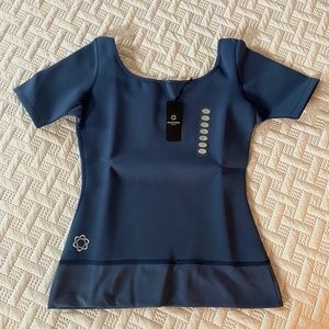 ZAGGORA Hot Tee / Hot Top 3.0 Neoprene Slimming Active Wear, Grey Blue NWT